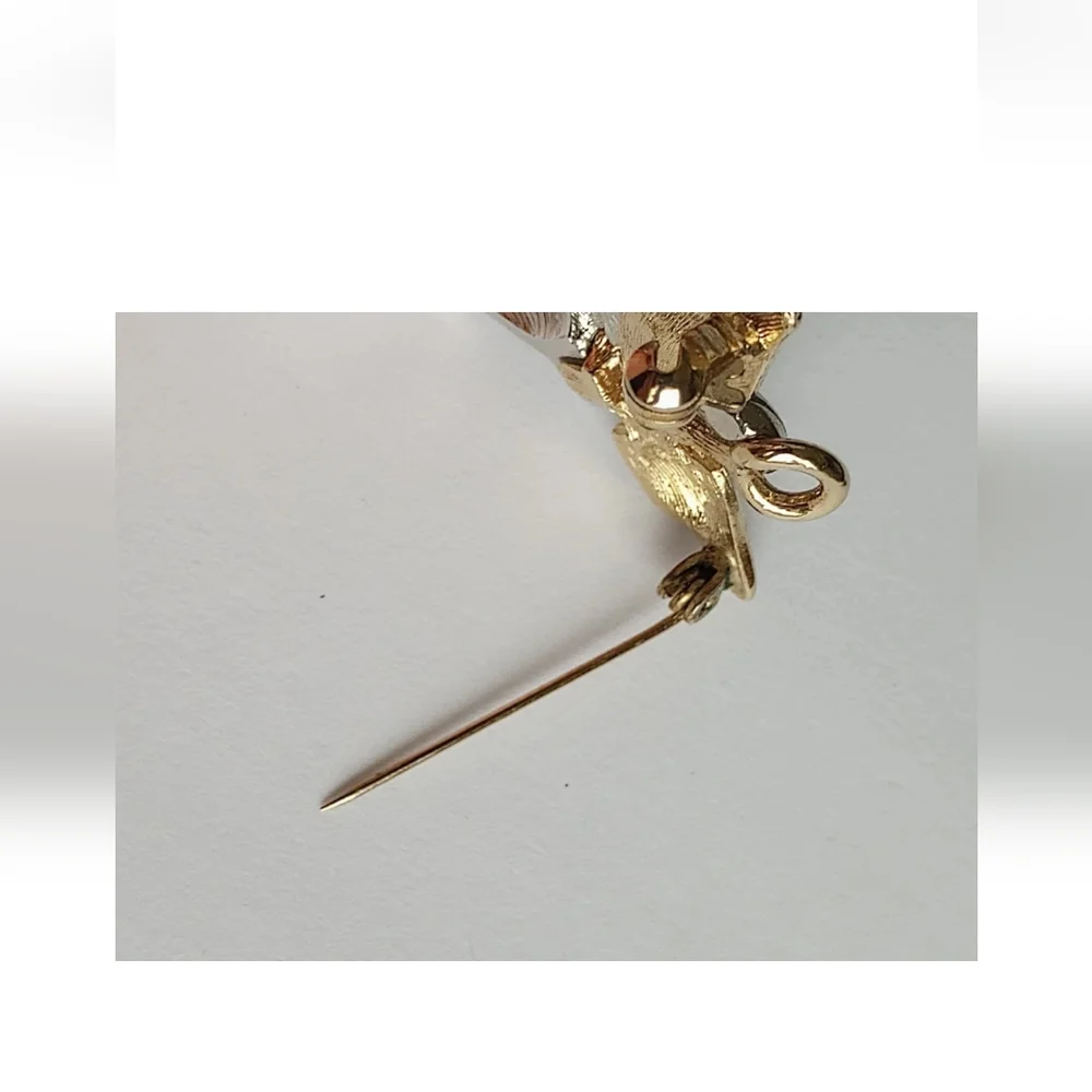 Vtg Signed LC Liz Claiborne Two Toned Angel Holding Purple Crystal Heart Brooch - Picture 6 of 11
